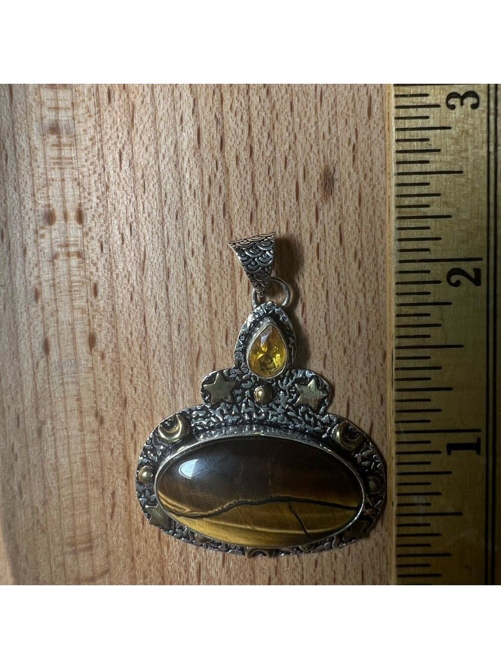 Tiger Eye & Citrine 925 Pendant - Picture 5 of 5